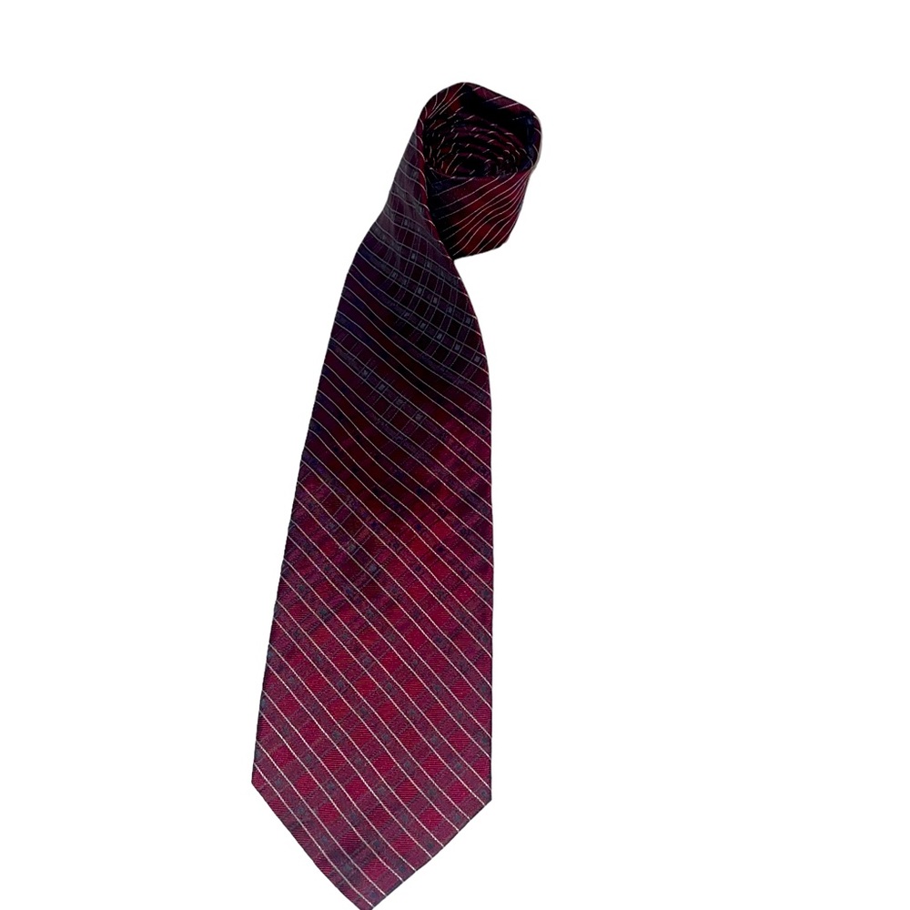 Calvin Klein Red Striped Silk Neck Tie